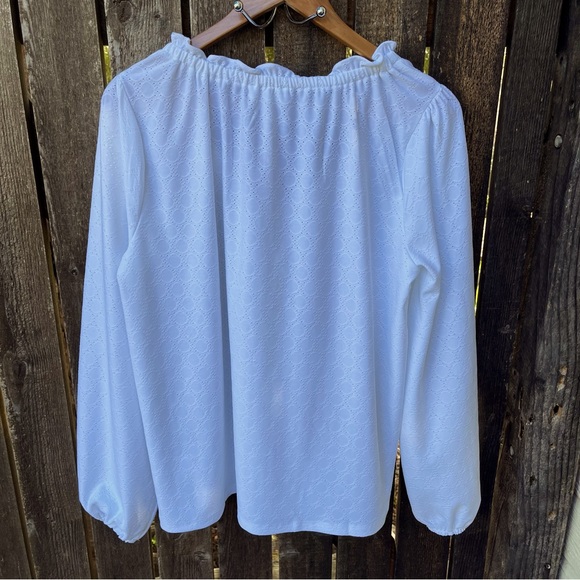 MICHAEL Michael Kors White Eyelet Peasant Top Sz L - Picture 2 of 11